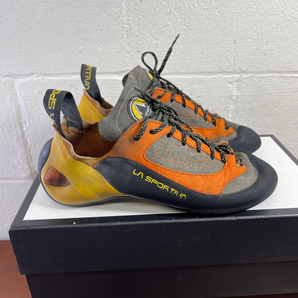 La Sportiva Finale Orange Yellow Black Climbing Shoes Lace up‎ Men's 12 US/45 EU